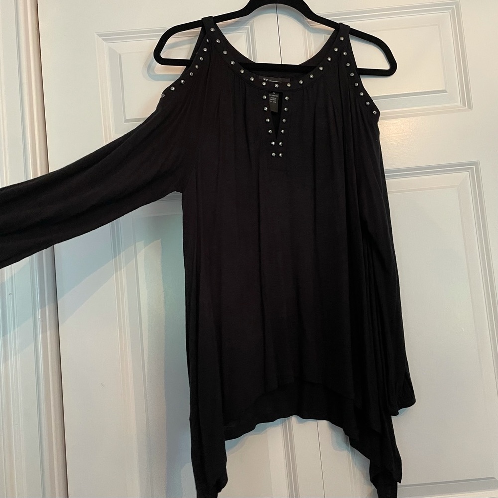 I.N.C Black Cold Shoulder Top